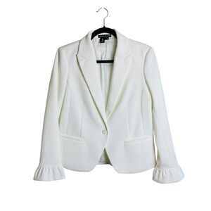 Peace of Cloth Blazer Womens 4 Textured Ruffle Cuff Lined Jacket Office Elegant